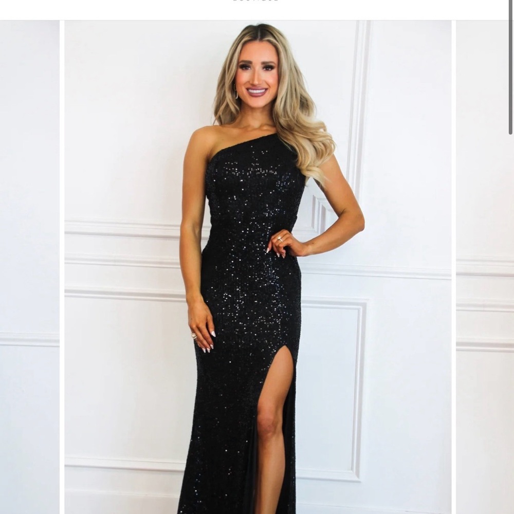 Elegant Black Sequin Evening Gown